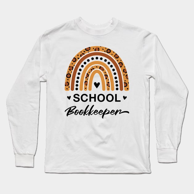 School Bookkeeper Leopard Rainbow Long Sleeve T-Shirt by FOZClothing